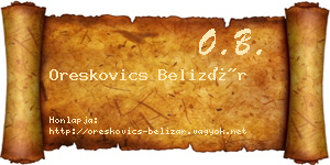 Oreskovics Belizár névjegykártya